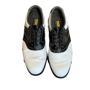 FootJoy DryJoys AquaFlex Mens Golf Shoes Black White Saddle Oxford Size 11W
